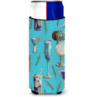 "Caroline's Treasures Drinks & Cocktails Blue Michelob Ultra Hugger For Slim Cans, Slim Can, Multicolor"