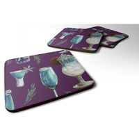 "Caroline's Treasures Drinks & Cocktails Purple Foam Coaster Set of 4, 3.5, Multicolor"