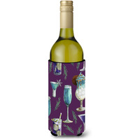 "Caroline's Treasures BB5204LITERK Drinks and Cocktails Purple Wine Bottle Beverage Insulator Hugger, 750ml, Multicolor"