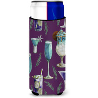"Caroline's Treasures Drinks & Cocktails Purple Michelob Ultra Hugger For Slim Cans, Slim Can, Multicolor"