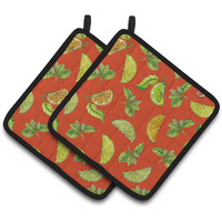 "Caroline's Treasures Lemons, Limes & Oranges Pair of Pot Holders, 7.5HX7.5W, Multicolor"