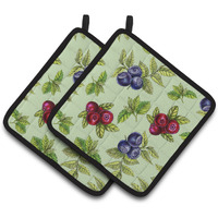 "Caroline's Treasures Berries In green Pair of Pot Holders, 7.5HX7.5W, Multicolor"