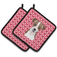 "Caroline's Treasures BB5272PTHD Jack Russell Terrier Hearts Pair of Pot Holders, 7.5H X 7.5W"", Multicolor"