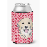 "Caroline's Treasures BB5275CC Golden Retriever Hearts Can or Bottle Hugger, Multicolor"