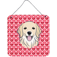 "Caroline's Treasures Golden Retriever Hearts Metal Print, 6 H x 6 W, Multicolor"