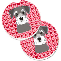 "Caroline's Treasures Schnauzer Hearts Set of 2 Cup Holder Car Coasters, 2.56, Multicolor"
