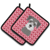 "Caroline's Treasures Schnauzer Hearts Pair of Pot Holders, 7.5HX7.5W, Multicolor"