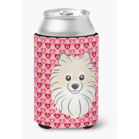 "Caroline's Treasures Pomeranian Hearts Can or Bottle Hugger, Multicolor"