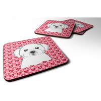 "Caroline's Treasures Maltese Hearts Foam Coaster Set of 4, 3.5, Multicolor"