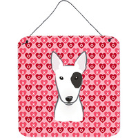 "Caroline's Treasures Bull Terrier Hearts Metal Print, 6 H x 6 W, Multicolor"