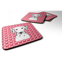 "Caroline's Treasures Dalmatian Hearts Foam Coaster Set of 4, 3.5, Multicolor"