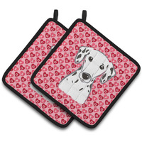"Caroline's Treasures Dalmatian Hearts Pair of Pot Holders, 7.5HX7.5W, Multicolor"