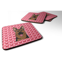 "Caroline's Treasures German Shepherd Hearts Foam Coaster Set of 4, 3.5, Multicolor"