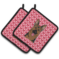 "Caroline's Treasures German Shepherd Hearts Pair of Pot Holders, 7.5HX7.5W, Multicolor"