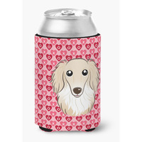 "Caroline's Treasures Longhair Crme Dachshund Hearts Can or Bottle Hugger, Multicolor"
