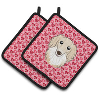"Caroline's Treasures Longhair Creme Dachshund Hearts Pair of Pot Holders, 7.5HX7.5W, Multicolor"