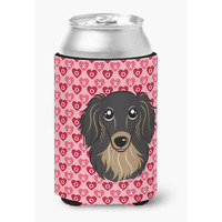 "Caroline's Treasures Longhair black & Tan Dachshund Hearts Can or Bottle Hugger, Multicolor"