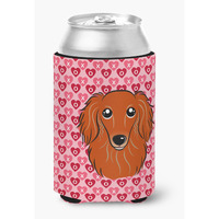 "Caroline's Treasures Longhair Red Dachshund Hearts Can or Bottle Hugger, Multicolor"