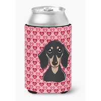 "Caroline's Treasures Smooth black & Tan Dachshund Hearts Can or Bottle Hugger, Multicolor"