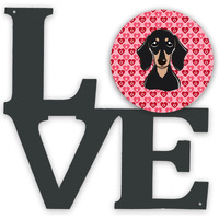 "Caroline's Treasures Smooth Black and Tan Dachshund Metal Artwork Love wall-decor, Multicolor"