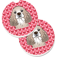 "Caroline's Treasures Cocker Spaniel Hearts Set of 2 Cup Holder Car Coasters, 2.56, Multicolor"