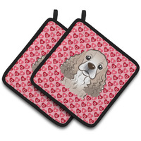 "Caroline's Treasures Cocker Spaniel Hearts Pair of Pot Holders, 7.5HX7.5W, Multicolor"