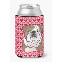 "Caroline's Treasures English Bulldog Hearts Can or Bottle Hugger, Multicolor"