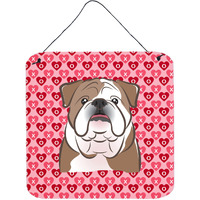 "Caroline's Treasures English Bulldog Hearts Metal Print, 6 H x 6 W, Multicolor"
