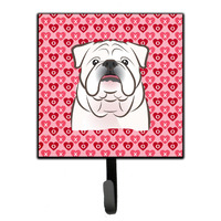 "Caroline's Treasures White English Bulldog Hearts Wall Hook, Small, Multicolor"