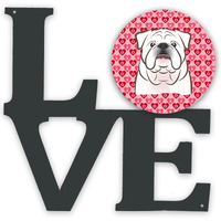 "Caroline's Treasures White English Bulldog Metal Artwork Love wall-decor, Multicolor"