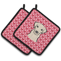 "Caroline's Treasures Yellow Labrador Hearts Pair of Pot Holders, 7.5HX7.5W, Multicolor"