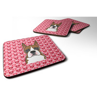 "Caroline's Treasures Boxer Hearts Foam Coaster Set of 4, 3.5, Multicolor"