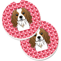 "Caroline's Treasures Cavalier Spaniel Hearts Set of 2 Cup Holder Car Coasters, 2.56, Multicolor"