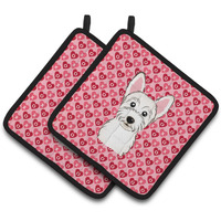 "Caroline's Treasures Westie Hearts Pair of Pot Holders, 7.5HX7.5W, Multicolor"
