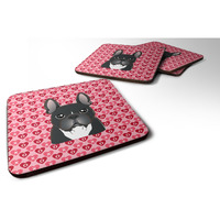 "Caroline's Treasures BB5297FC French Bulldog Hearts Foam Coaster (Set of 4), 3.5"", Multicolor"