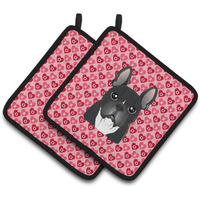 "Caroline's Treasures BB5297PTHD French Bulldog Hearts Pair of Pot Holders, 7.5H X 7.5W"", Multicolor"