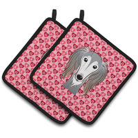 "Caroline's Treasures Saluki Hearts Pair of Pot Holders, 7.5HX7.5W, Multicolor"