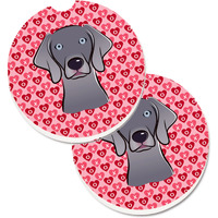 "Caroline's Treasures Weimaraner Hearts Set of 2 Cup Holder Car Coasters, 2.56, Multicolor"