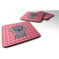 "Caroline's Treasures Weimaraner Hearts Foam Coaster Set of 4, 3.5, Multicolor"