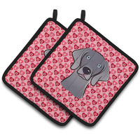 "Caroline's Treasures Weimaraner Hearts Pair of Pot Holders, 7.5HX7.5W, Multicolor"