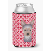 "Caroline's Treasures Yorkie Puppy Hearts Can or Bottle Hugger, Multicolor"