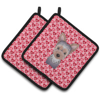 "Caroline's Treasures Yorkie Puppy Hearts Pair of Pot Holders, 7.5HX7.5W, Multicolor"