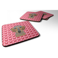 "Caroline's Treasures Wirehaired Dachshund Hearts Foam Coaster Set of 4, 3.5, Multicolor"