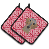 "Caroline's Treasures Wirehaired Dachshund Hearts Pair of Pot Holders, 7.5HX7.5W, Multicolor"