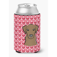 "Caroline's Treasures Chocolate Labrador Hearts Can or Bottle Hugger, Multicolor"