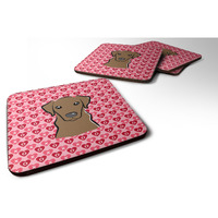 "Caroline's Treasures Chocolate Labrador Hearts Foam Coaster Set of 4, 3.5, Multicolor"