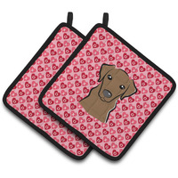 "Caroline's Treasures Chocolate Labrador Hearts Pair of Pot Holders, 7.5HX7.5W, Multicolor"