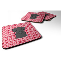 "Caroline's Treasures black Labrador Hearts Foam Coaster Set of 4, 3.5, Multicolor"