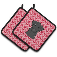 "Caroline's Treasures black Labrador Hearts Pair of Pot Holders, 7.5HX7.5W, Multicolor"