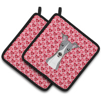 "Caroline's Treasures Italian Greyhound Hearts Pair of Pot Holders, 7.5HX7.5W, Multicolor"